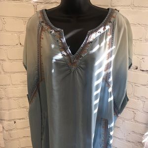 Women’s denim wash tunic with embellishment